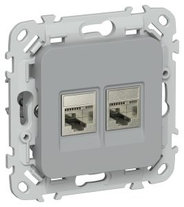 Розетка RJ45+RJ45 кат.5Е STP С/У Серый FLITE