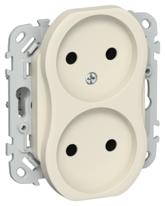Розетка 2-м 10А С/У Б/К Сливочный FLITE