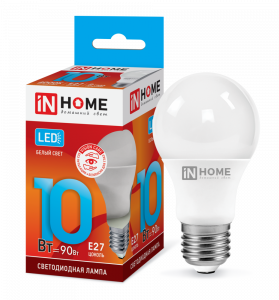 Лампа светодиодная LED-A60-VC 10Вт 230В Е27 4000К 950Лм IN HOME
