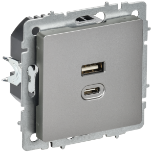 Розетка USB A+C 45Вт Сталь Brite