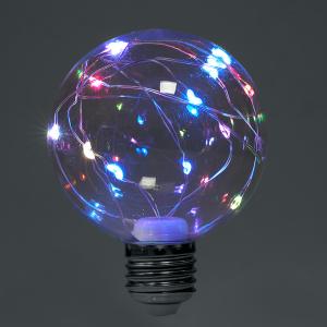 Лампа светодиодная 3W Е27 G80   RGB LB-381 прозрачный Feron