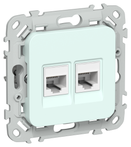 Розетка RJ45+RJ45 кат.6 UTP С/У Холодный Лед FLITE