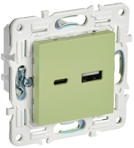 Розетка USB А+С 18Вт С/У Мятный Skandy