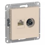Розетка TV антенна + RJ45 кат.5E С/У Бежевый AtlasDesign