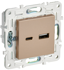 Розетка USB А+С 18Вт С/У Песочный Skandy