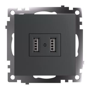 Розетка USB 2-м 250В 2,1А С/У Графит Катрин