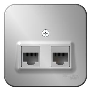 Розетка RJ45 кат.5E+RJ11 О/У изолирующая пластина Алюминий Blanca