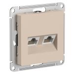 Розетка RJ45+RJ45 кат.5Е С/У Песочный AtlasDesign
