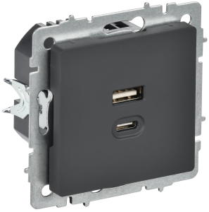 Розетка USB A+C 45Вт Графит Brite