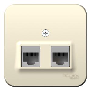 Розетка RJ45+RJ45 кат.5Е О/У изолирующая пластина Молочный Blanca