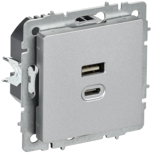 Розетка USB A+C 45Вт Алюминий Brite