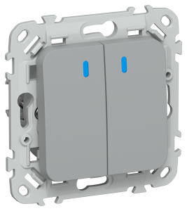 Выключатель 2-кл 10А С/У с индикатором Серый FLITE
