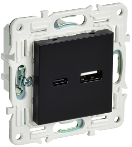 Розетка USB А+С 18Вт С/У Черный Skandy