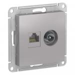Розетка TV антенна + RJ45 кат.5E С/У Алюминий AtlasDesign