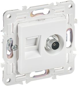 Розетка TV антенна + RJ45 кат.6 С/У Арктический белый Skandy