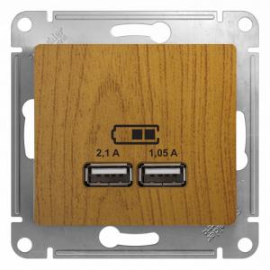 Розетка USB А+А 5В 2,1А С/У Дуб Glossa