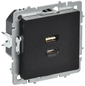 Розетка USB A+C 45Вт Черный Brite
