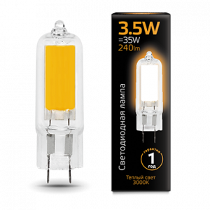 Лампа светодиодная Gauss G4 AC220-240V 3.5W 3000K Glass 1/10/200