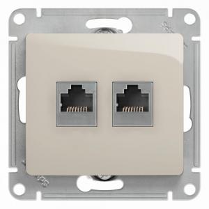 Розетка RJ11+RJ45 кат.5Е С/У Молочный Glossa