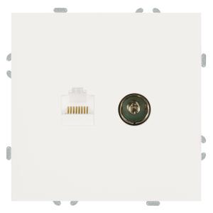 Розетка TV антенна + RJ-45 С/У Белый фарфор Эмили