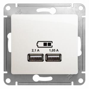 Розетка USB А+А 5В 2,1А С/У Перламутр Glossa