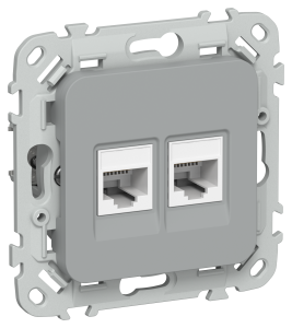 Розетка RJ45+RJ45 кат.6 UTP С/У Серый FLITE