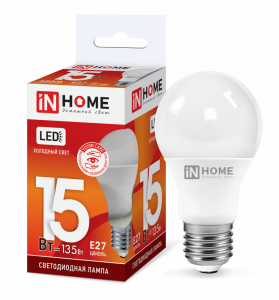 Лампа светодиодная LED-A60-VC 15Вт 230В Е27 6500К 1430Лм IN HOME