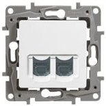 Розетка компьютерная 2-ая RJ45, категория 5е UTP белый Legrand Etika
