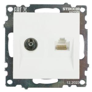Розетка TV антенна + RJ45 С/У Белый Катрин