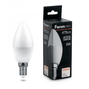 Лампа светодиодная LB-1306 Свеча E14 6W 4000K Feron.PRO