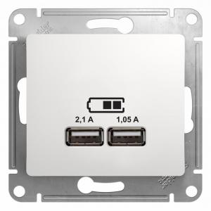 Розетка USB A+А 5В 2,1А С/У Белый Glossa