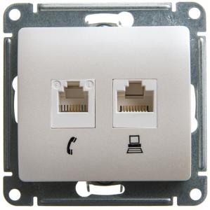Розетка RJ11+RJ45 кат.5Е С/У Перламутр Glossa