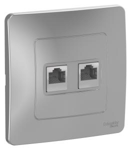 Розетка RJ45+RJ45 кат.5Е С/У Алюминий Blanca