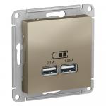 Розетка USB А+А 5В 2,1А С/У Шампань AtlasDesign