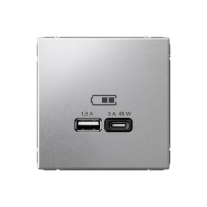 Розетка USB А+С (А7,5Вт+С45Вт) С/У Алюминий ArtGallery
