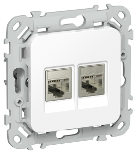 Розетка RJ45+RJ45 кат.5Е STP С/У Белый FLITE