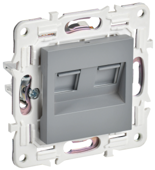 Розетка RJ45+RJ45 кат.5Е С/У Серый Skandy