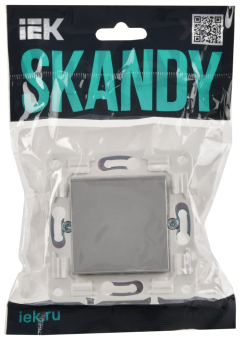 Переключатель 1-кл 10А C/У проходной Серебряный Skandy
