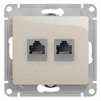 Розетка RJ11+RJ45 кат.5Е С/У Молочный Glossa