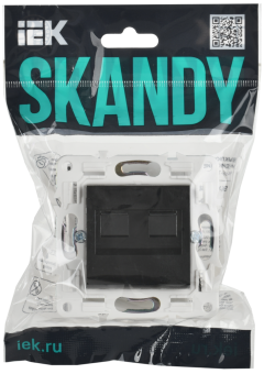 Розетка RJ45+RJ45 кат.6 С/У Черный Skandy