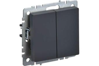 Переключатель 2-кл 10А C/У проходной Графит Brite