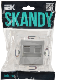 Розетка RJ45+RJ45 кат.5Е С/У Серебряный Skandy