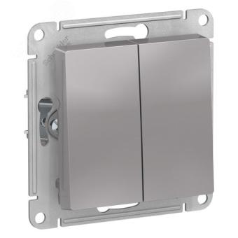 Выключатель 2-кл 10А С/У IP44 Алюминий AtlasDesign Aqua