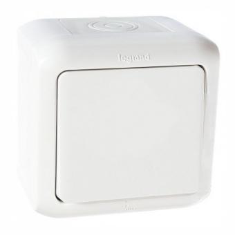 Переключатель 1-клавишный IP44 10А белый Legrand Quteo