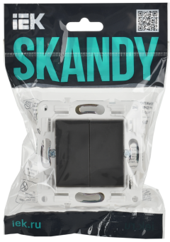 Переключатель 2-кл 10А С/У перекрестный Графит Skandy