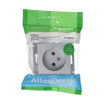 Розетка 1-м 16А С/У Алюминий AtlasDesign