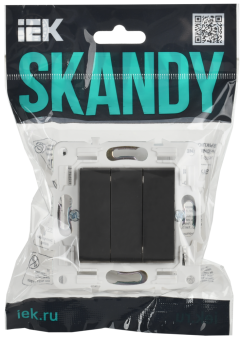 Выключатель 3-кл 10А С/У Графит Skandy