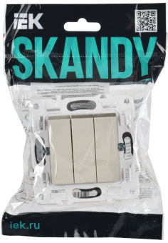 Выключатель 3-кл 10А С/У Шампань Skandy