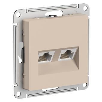 Розетка RJ45+RJ45 кат.5Е С/У Песочный AtlasDesign
