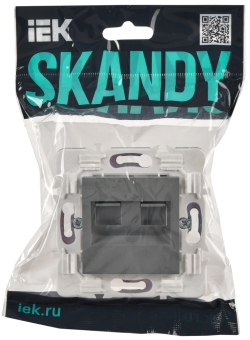 Розетка RJ45+RJ45 кат.5Е С/У Серый Skandy